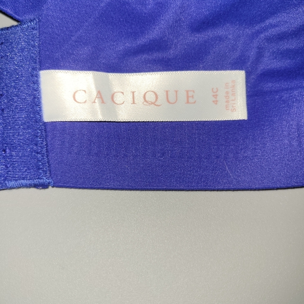 44C Cacique Satin Blue Totally Smooth Lightly Lined Balconette Bra - Picture 3 of 4
